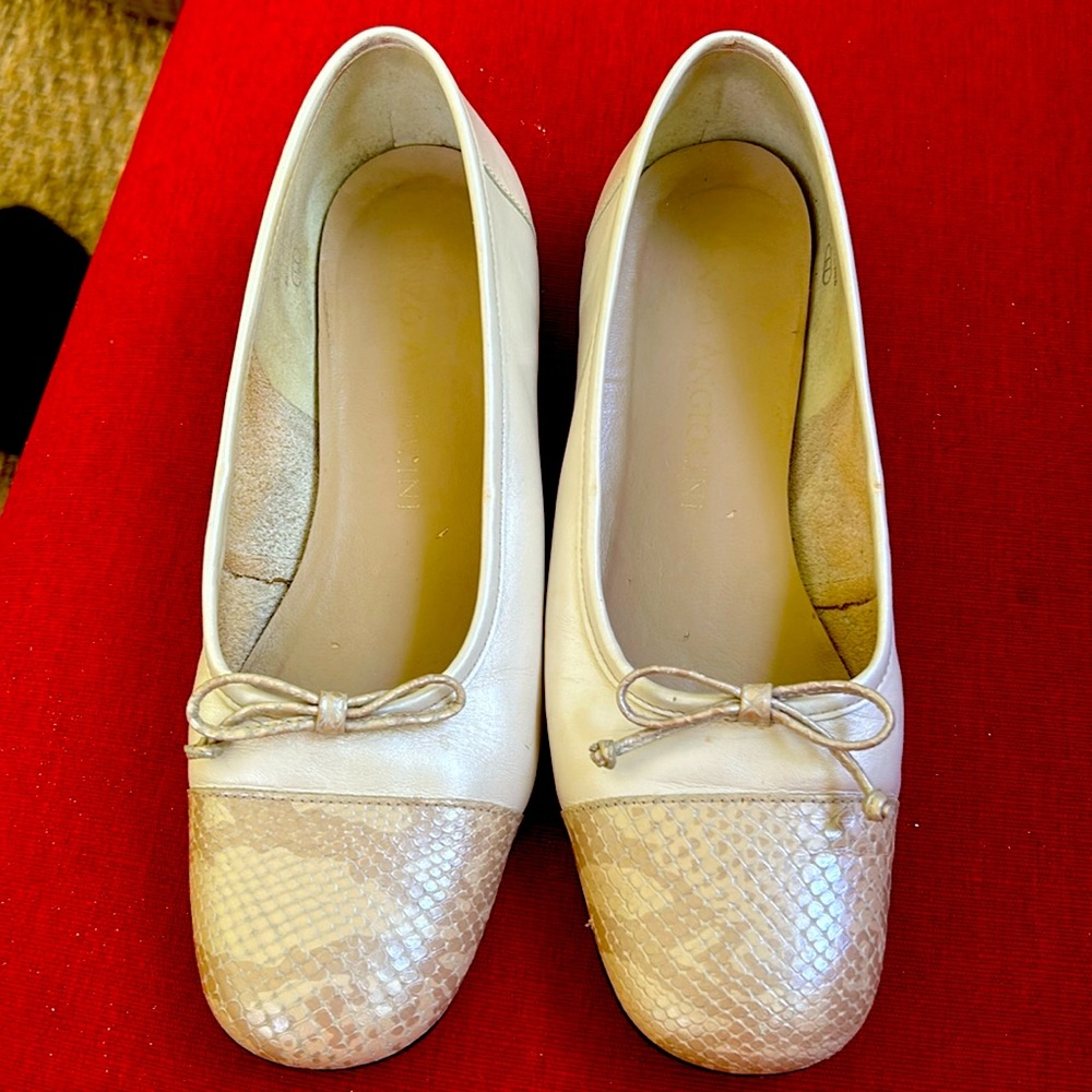 Enzo Angiolini leather, ballet flats, small wooden heel, woman’s size 7.5